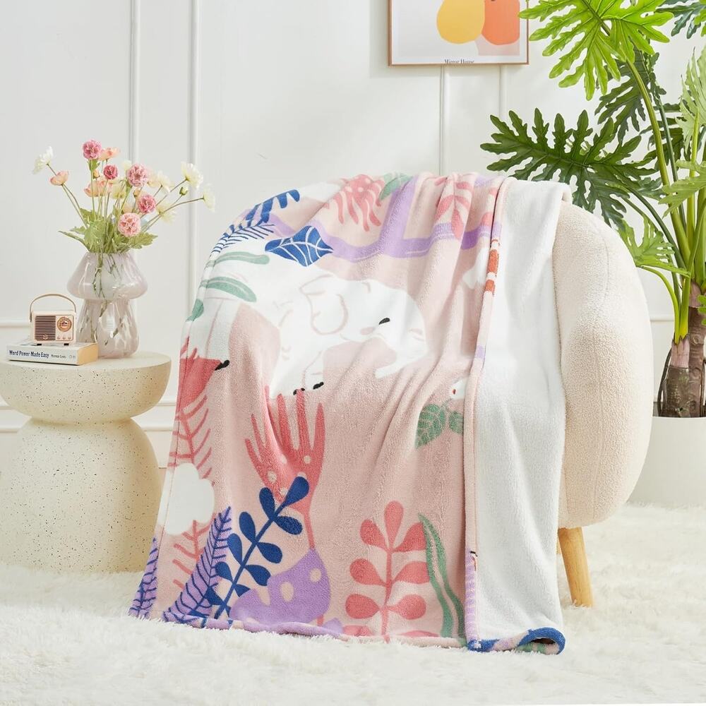 Cozy‎ Bliss Fleece Blanket Lightweight Soft Animal Print Jungle 43x59